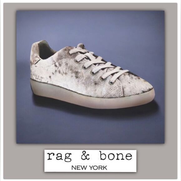 Rag & Bone Sneakers RB1 Low Top in Dove Crushed Velvet Silver Grey - Picture 10 of 17